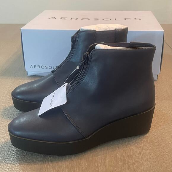 Aerosoles Womens Carin Navy Comfortable Wedge Ankle Booties Size 5M Casual - Picture 4 of 11